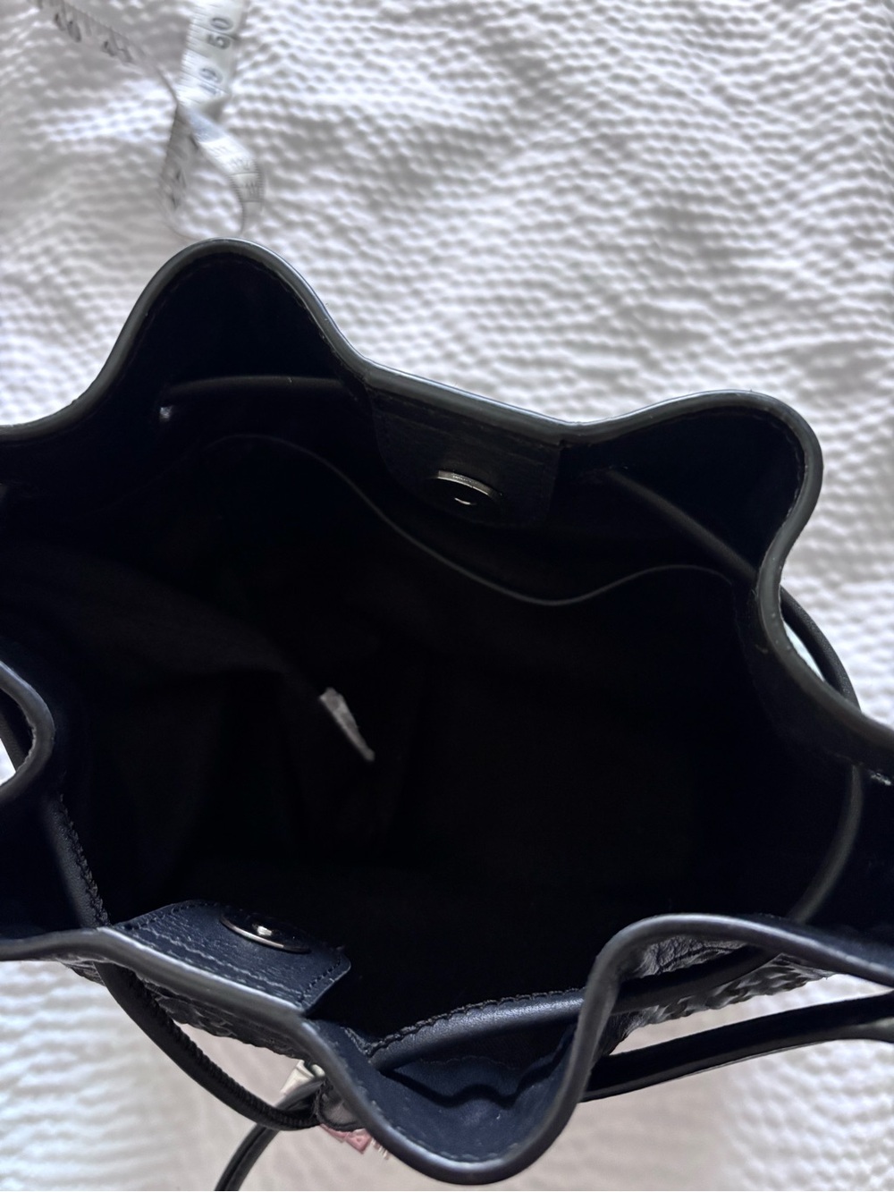 Ralph Lauren Woven Leather Drawstring Bucket Bag - Picture 10 of 13